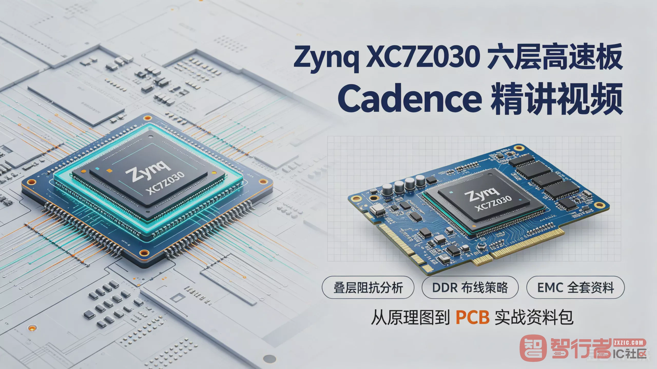 Zynq XC7Z030 六层高速板 Cadence 精讲视频 含叠层阻抗、DDR 布线、EMC 全套资料包